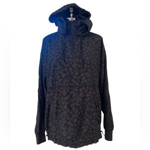 SDXWFA Whitefox Activewear Black Pullover Kangaroo Pouch Leopard Print Hoodie M